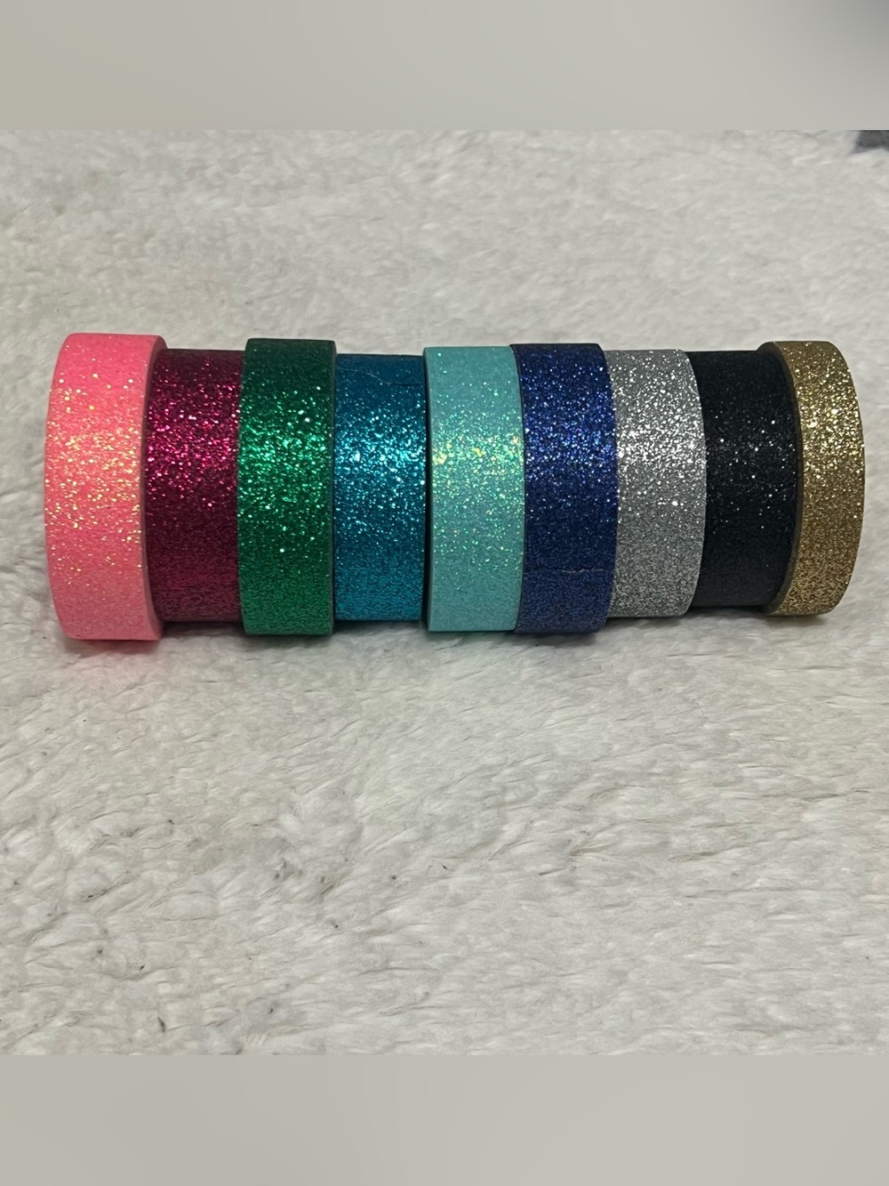 Lot of 9 Glitter Washi Decorative Tape Rolls, Assorted Colors